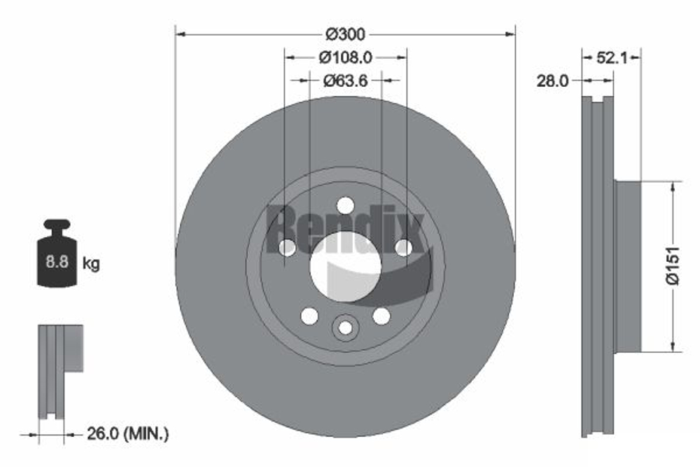 BENDIX Braking - BDS1127HC-BEN - Brake Disc