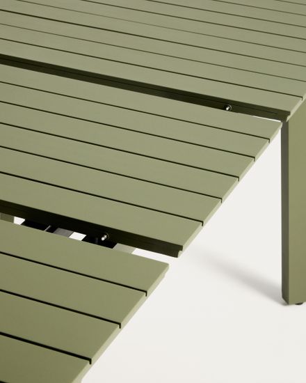 Раздвижной уличный стол Izola из алюминия с зеленой отделкой, 185 (235) x 100 см