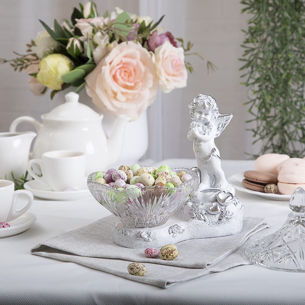 Сахарница стеклянная с крышкой Ангел Роуз Белый