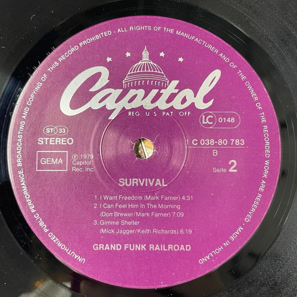Винтажная виниловая пластинка LP Grand Funk Railroad Survival (Germany 1980)
