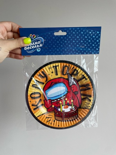 Тарелки бумажные, Игра Среди Нас, Вечеринка, Космонавтик 18 см, 6