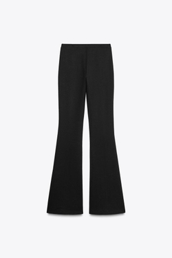 ZARA БРЮКИ FLARED ИЗ ИНТЕРЛОКА, ЧЕРНЫЙ