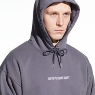 Худи Питерский Щит Шрифтовое Лого, графит