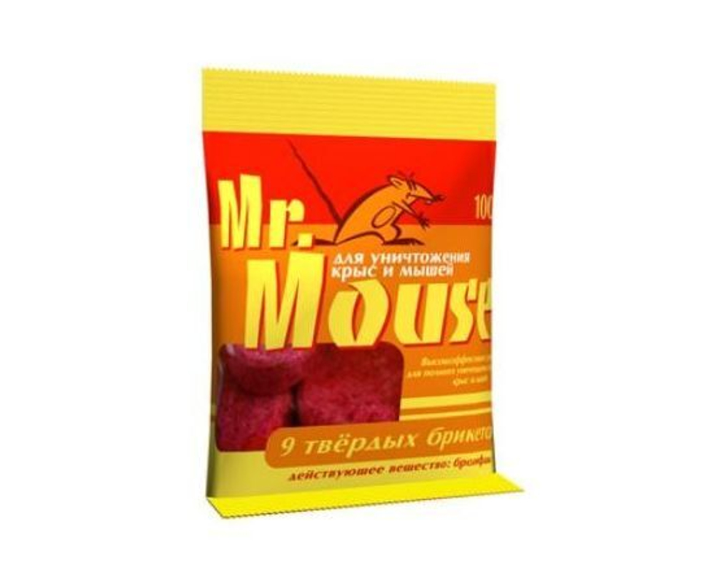 От грызунов приманка брикет параф. тверд. 100гр. (9шт) мумиф. Mr Mouse M-952