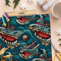 Ткань премиум мембрана фантазийные океанские монстры