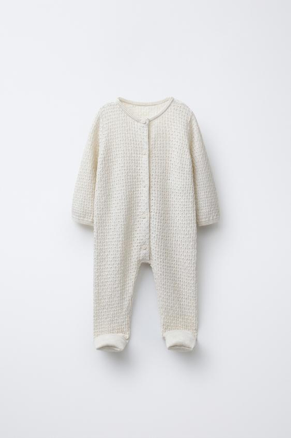 ZARA ВЯЗАНЫЙ КОМБИНЕЗОН С ТЕКСТУРНЫМ УЗОРОМ И ТРАНСФОРМИРУЕМЫМИ НОЖКАМИ, СЛОНОВАЯ КОСТЬ