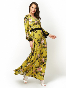 Хлопковое платье с цветочным принтом оливковое 15-01-20 SS