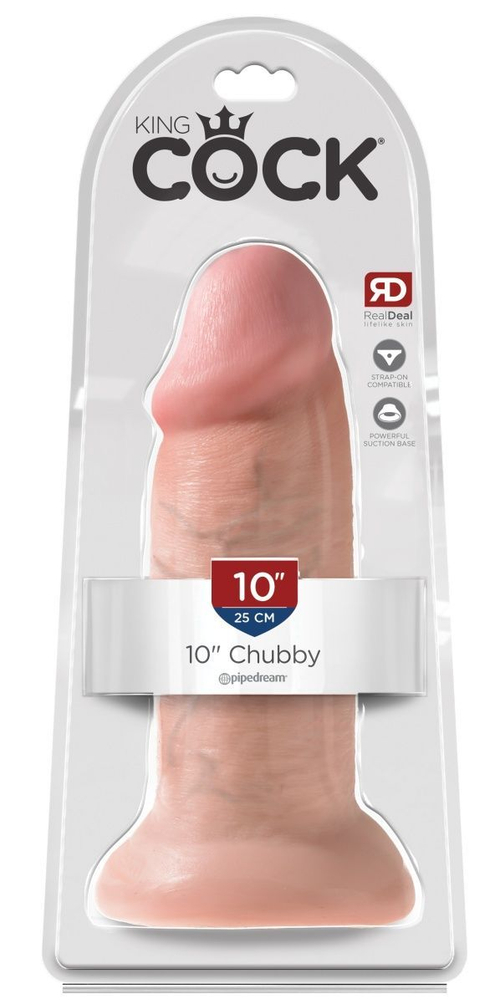Телесный фаллоимитатор King Cock 10" Chubby - 25 см.