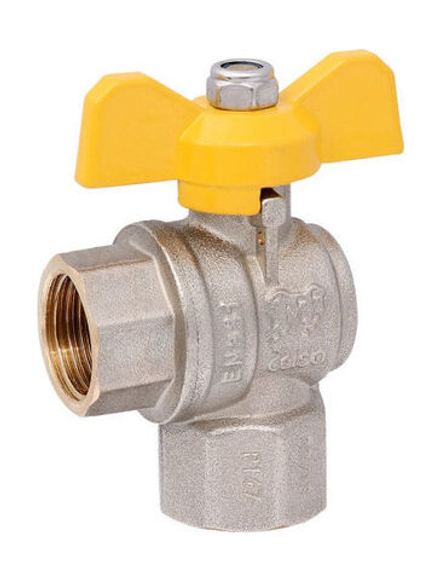 Кран угловой шаровой латунь, никель 1/2"