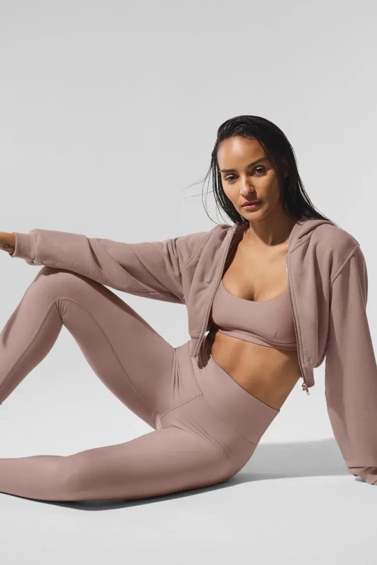 Alo yoga Толстовка с капюшоном на молнии Sweet Escape, серо-коричневый