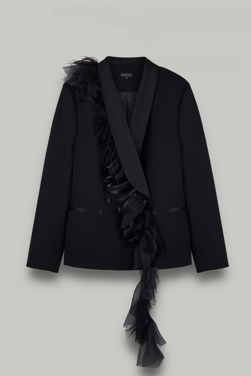 Жакет-смокинг, черный