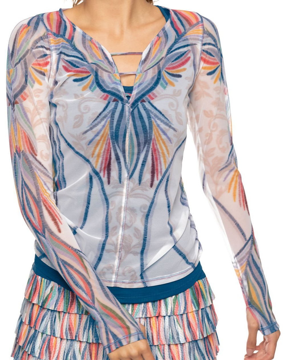 Женская футболка теннисная (dł. Рукава) Lucky in Love A Stitch In Time Sheer We Go L/S Women - slate