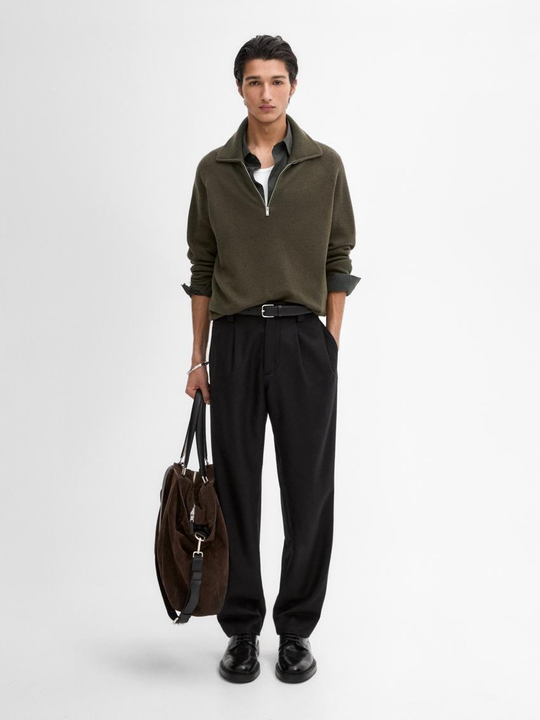 Massimo Dutti Свитер из смесовой шерсти, хаки