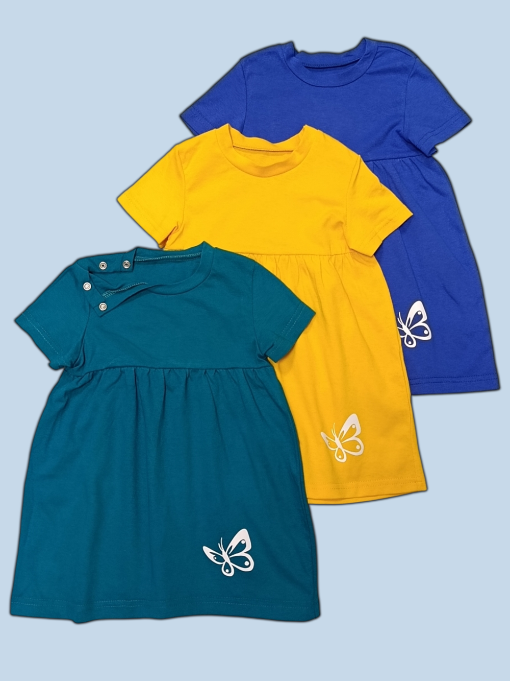 ПЛО платье ясельное на кнопке с наклейкой кулирка в ассортименте (60-92)