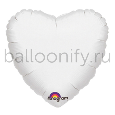 Фольгированная фигура, сердце, 18"/46СМ Пастель White