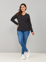 Лонгслив ЛНкл-080/черный-белыйгорох