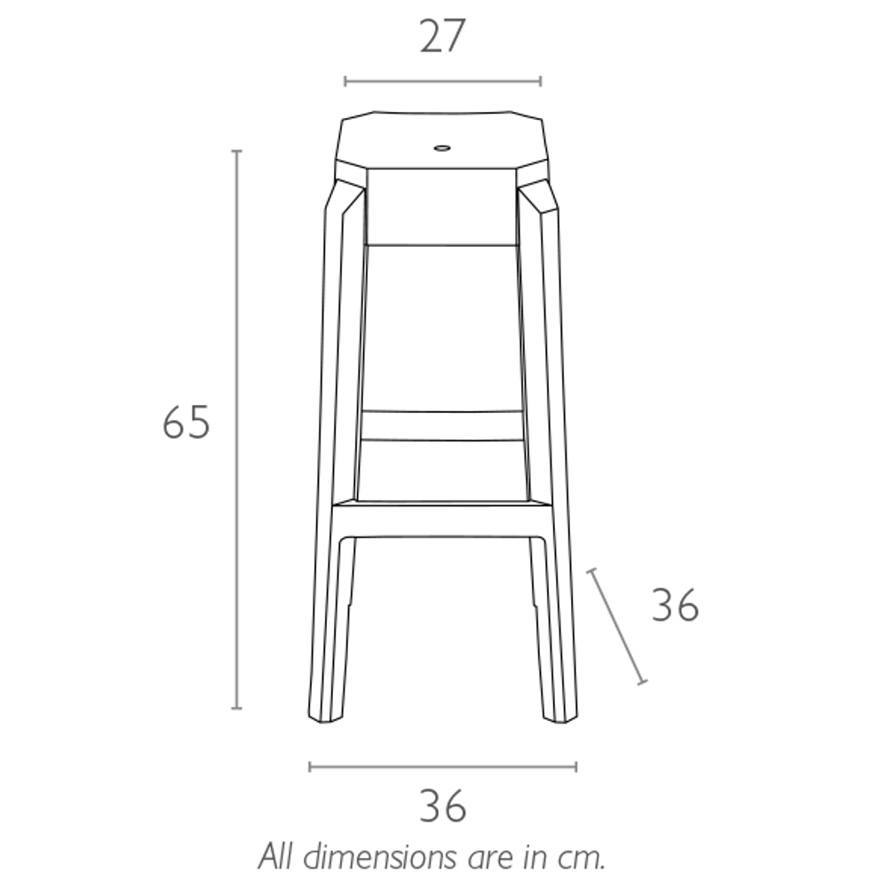 Табурет прозрачный полубарный, Siesta Contract Fox 65, прозрачный