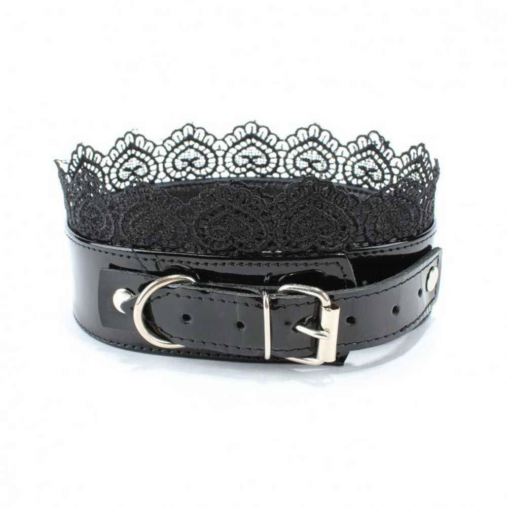 Изящный чёрный ошейник с кружевом (Цвет: черный)