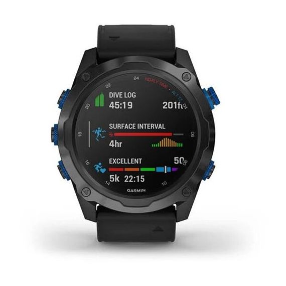 Умные часы - дайвинг компьютер Garmin Descent MK2i титановые с DLC-покрытием и черным ремешком