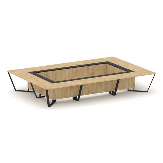 Steel Meet Стол переговорный прямоугольный KM-PR.B.SP-20K Тиквуд Светлый/Графит Глянец/Металл Черный