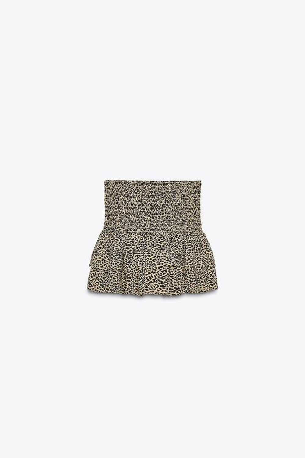 ZARA ШОРТЫ-ЮБКА С ВЫСОКОЙ ТАЛИЕЙ И ВОЛАНАМИ, БЕЖЕВЫЙ/ЧЕРНЫЙ