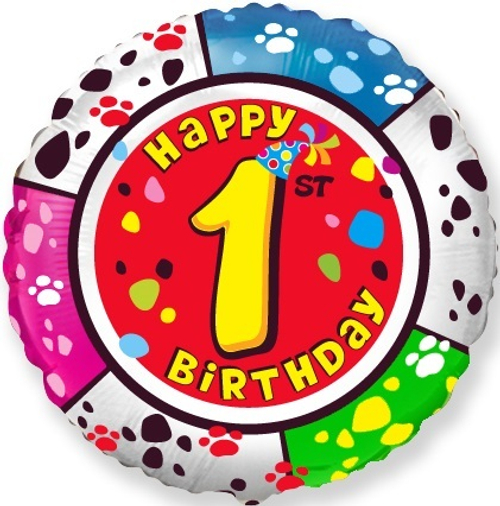 Шар (18''/46 см) Круг, 1 Цифра, Happy Birthday, 1 шт.