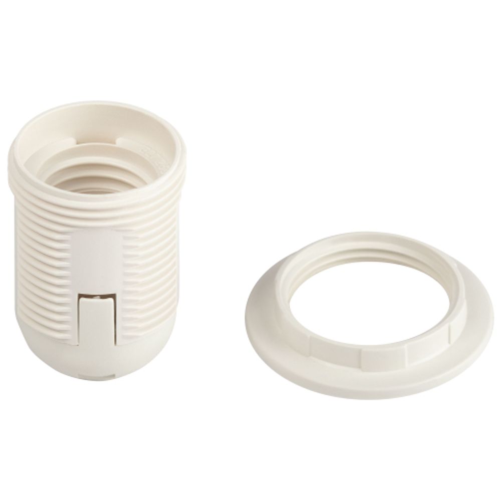 Патрон ЭРА Е27 с кольцом пластик, белый, Б/Н, гр.уп., 50 шт. | Патроны, переходники, ПРА