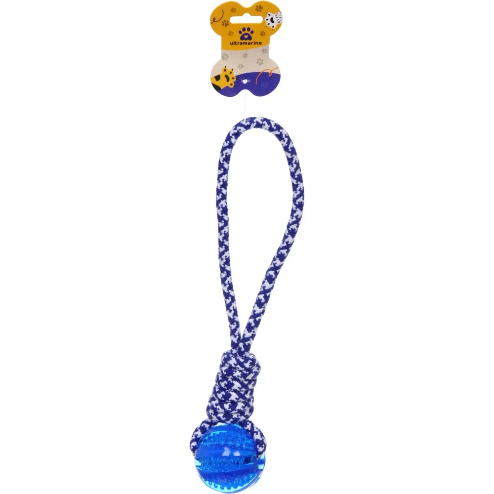 Игрушка - канат для собак средних и крупных пород «НЕСКУЧАЙКА», цвет синий, 34см / 110гр (лейбл)