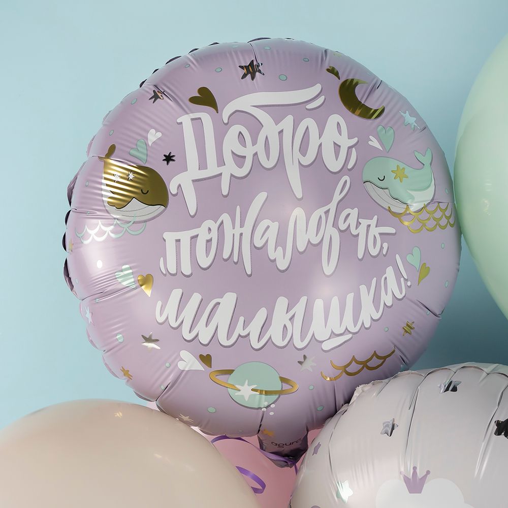 Шар (19''/48 см) Круг, Добро пожаловать, Малышка!, 1 шт.