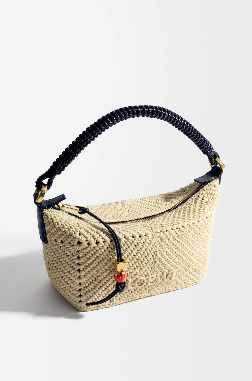 Loewe Мини-сумка Cala из телячьей кожи и рафии, натуральный/черный