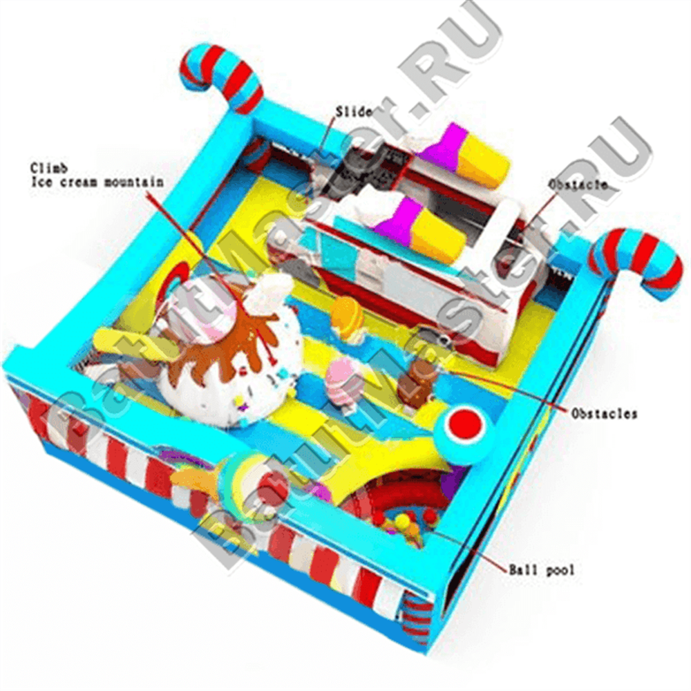 Коммерческий надувной батут "Мороженое" 6*6*3.5 м