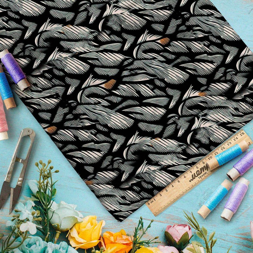 Ткань премиум габардин эффектные орнаменты