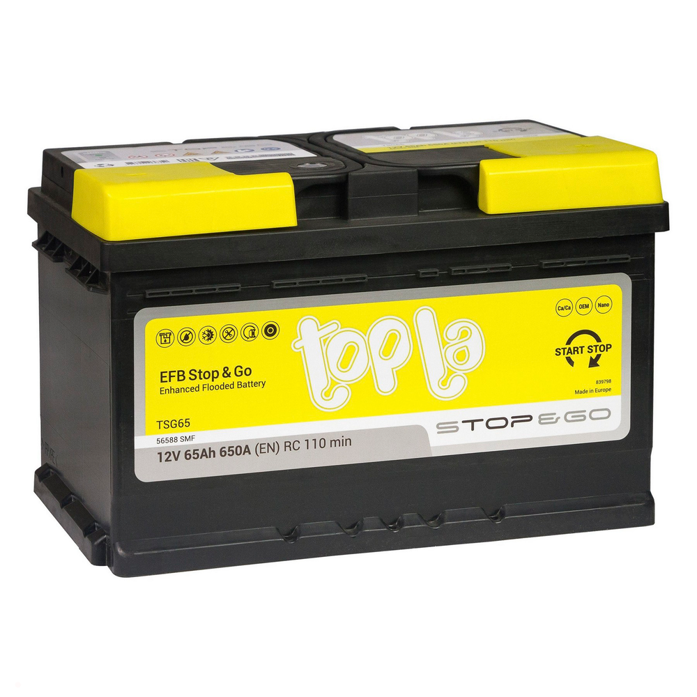 Аккумулятор TOPLA EFB Stop & Go (65Ah, 650A, R+)