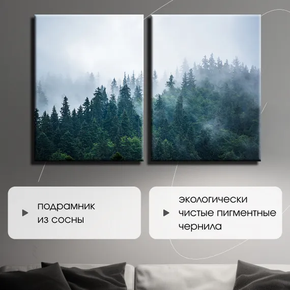 Модульная картина "Туманный лес"