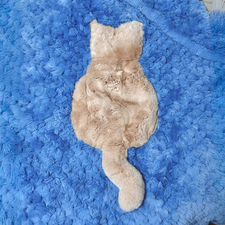 "Вязаный" детский плед из натурального меха рекс "Котик" 120х80 см (голубой)