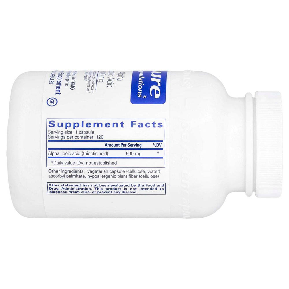Pure Encapsulations, Альфа-липоевая кислота, 600 мг, 120 капсул