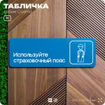 Табличка Используйте страховочный пояс, на дверь и стену, информационная предписывающая М06, серия COSMO, 30х10 см, Айдентика Технолоджи