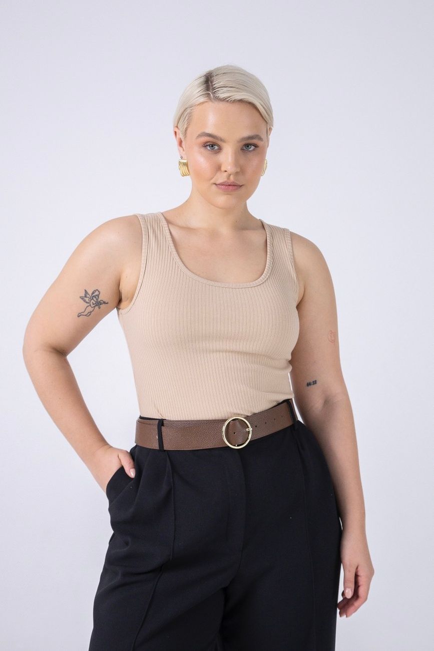 Майка трикотажная, бежевый