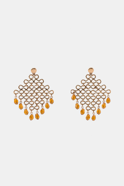 ZARA МЕТАЛЛИЧЕСКИЕ СЕРЬГИ С БУСИНАМИ, ЗОЛОТИСТЫЙ