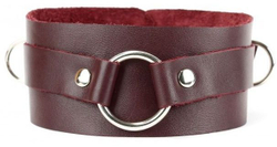 Бордовый широкий ошейник с кольцом Maroon Collar