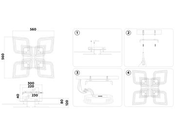 Потолочный светодиодный светильник с пультом(ПДУ РАДИО 2.4G) 162W 3000K-6400K FA8912/4+4 BK/CH черный/хром  Acrylica Original Ambrella