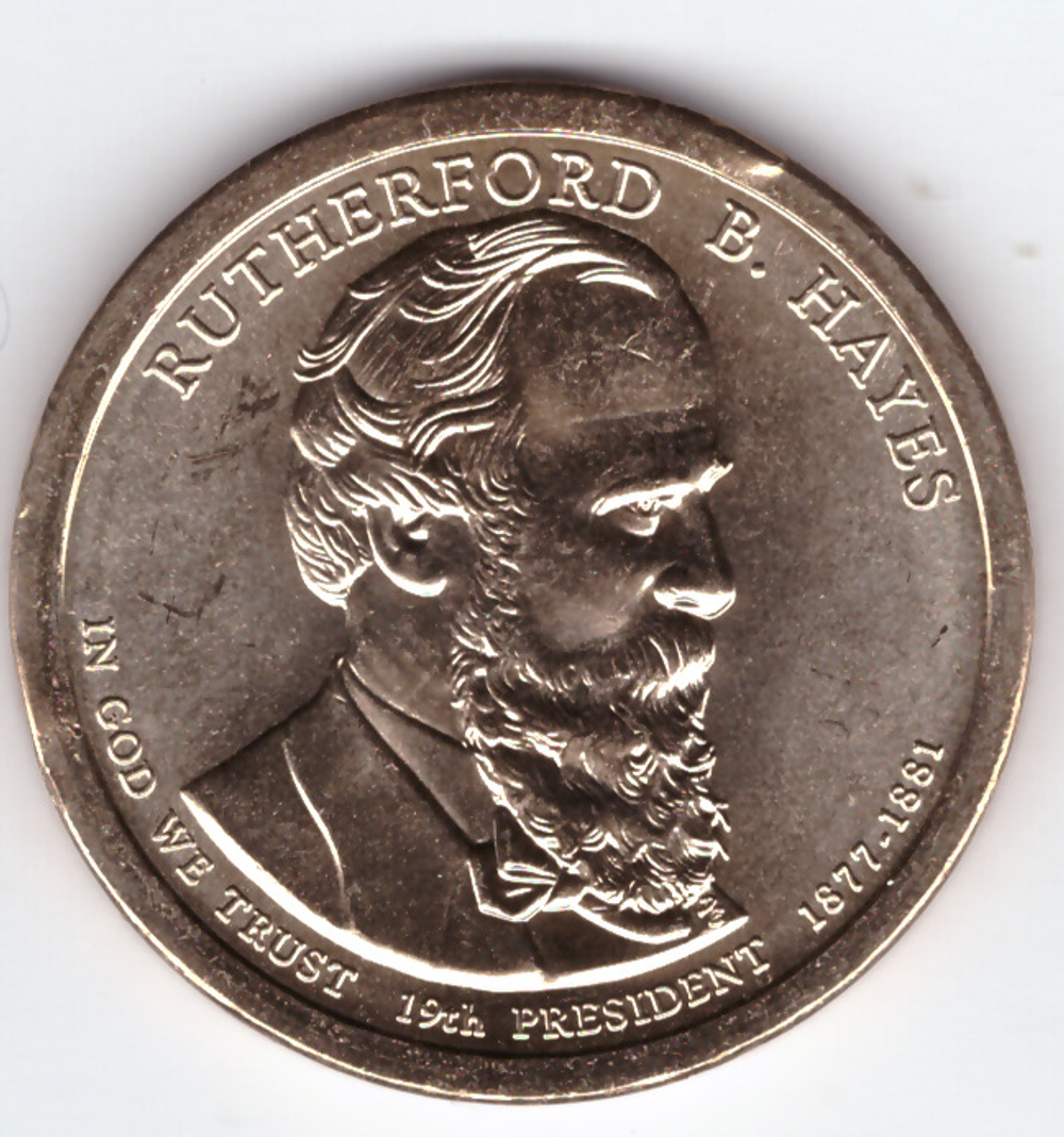США. 1 доллар. Президенты. №19. 2011. Rutherford B. Hayes / Ратерфорд Хейз. P. UNC
