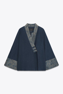 ZARA КИМОНО С ДЖИНСОВЫМ ЭФФЕКТОМ, СИНИЙ