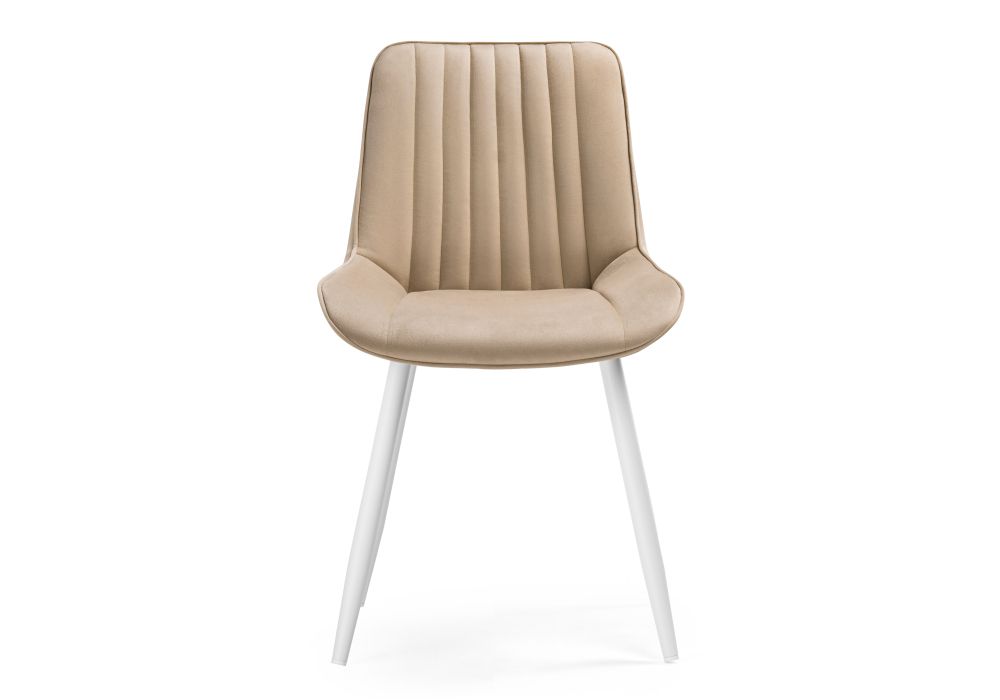 Стул на металлокаркасе Седа велюр бежевый / белый
