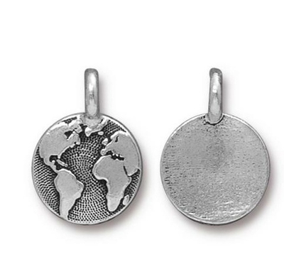 L037 Подвеска "Земля" TierraCast, 17*12мм, посеребренная, США