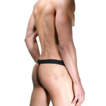 Черно-зеленые трусы-стринги на широком поясе с кружевом (Размер: S-M) (Цвет: черный с зеленым)