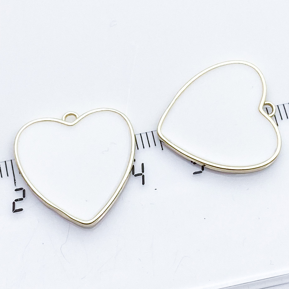 Подвеска Сердце, цвет золото+белый, размер 21*20 мм, цена за 1 шт