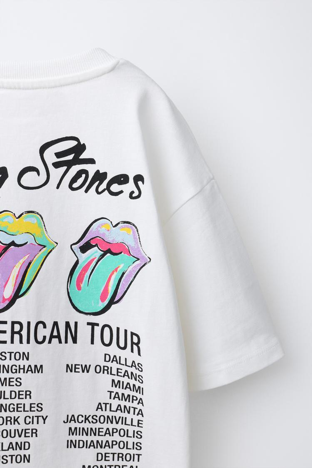 ZARA ФУТБОЛКА С ПРИНТОМ ROLLING STONES ©, БЕЛЫЙ
