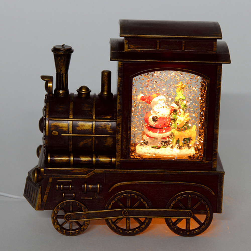 Сувенир с подсветкой «Паровозик-Дед Мороз» 16*6.5*17 см, цвет микс (питание от USB и батареек)