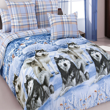 Комплект постельного белья "П37. ХАСКИ", перкаль, 100% хлопок.